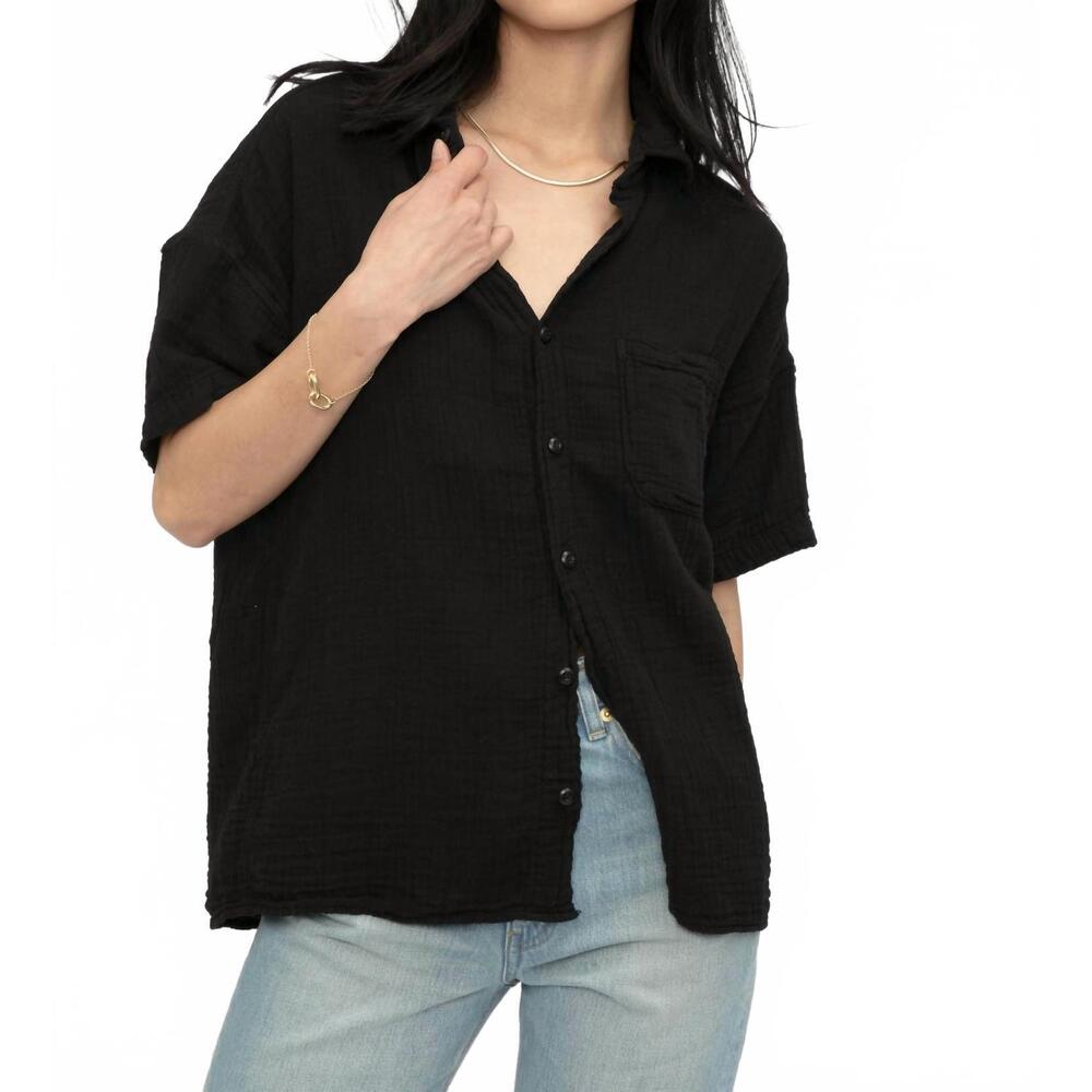 NEW NSF marks short sleeve button up shirt in black